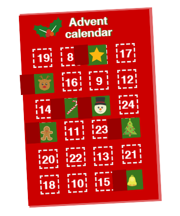 Advent calendar with open doors. 