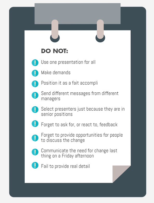 Do not's when implementing change. 