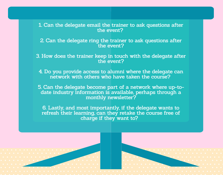 Questions to ask training provider. 