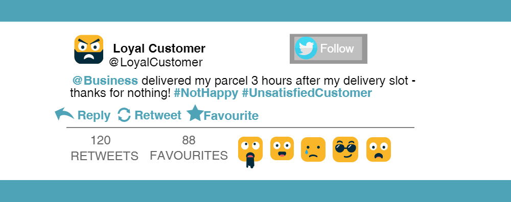 Unhappy customer tweet. 